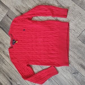 Polo by Ralph Lauren Red Cable Knit Sweater